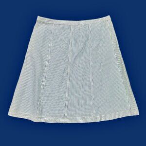 Talbots Petites Seersucker Skirt 14P Blue White Striped A-line Nautical Preppy